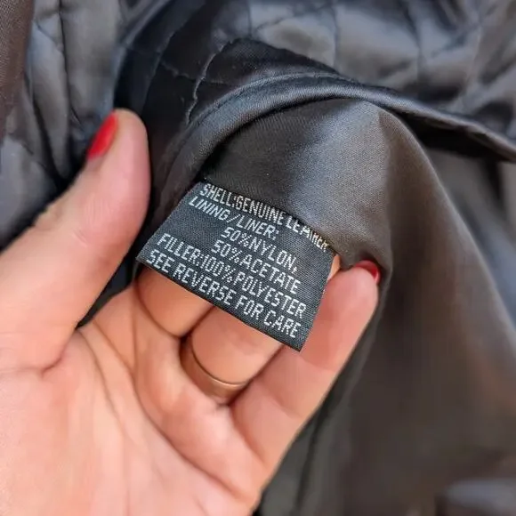 Vintage Black Leather Biker Jacket Fringe Sexy Moto Cowgirl Western Coat Small - Picture 11 of 12